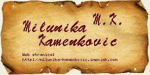 Milunika Kamenković vizit kartica